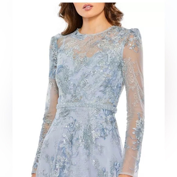 Mac Duggal Light Blue Floral Maxi Dress - Picture 3 of 12